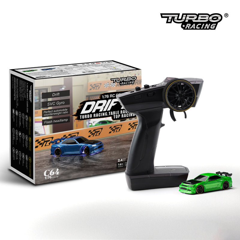 RC Driftauto 1:76 voor volwassenen en tieners – Model C64, turbo stijl, ideaal voor tafelraces en driften