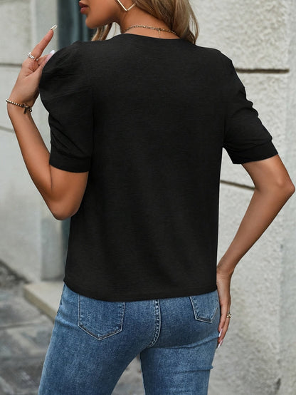 T-shirt Femme Élégant à Manches Bouffantes Style Décontracté Chic