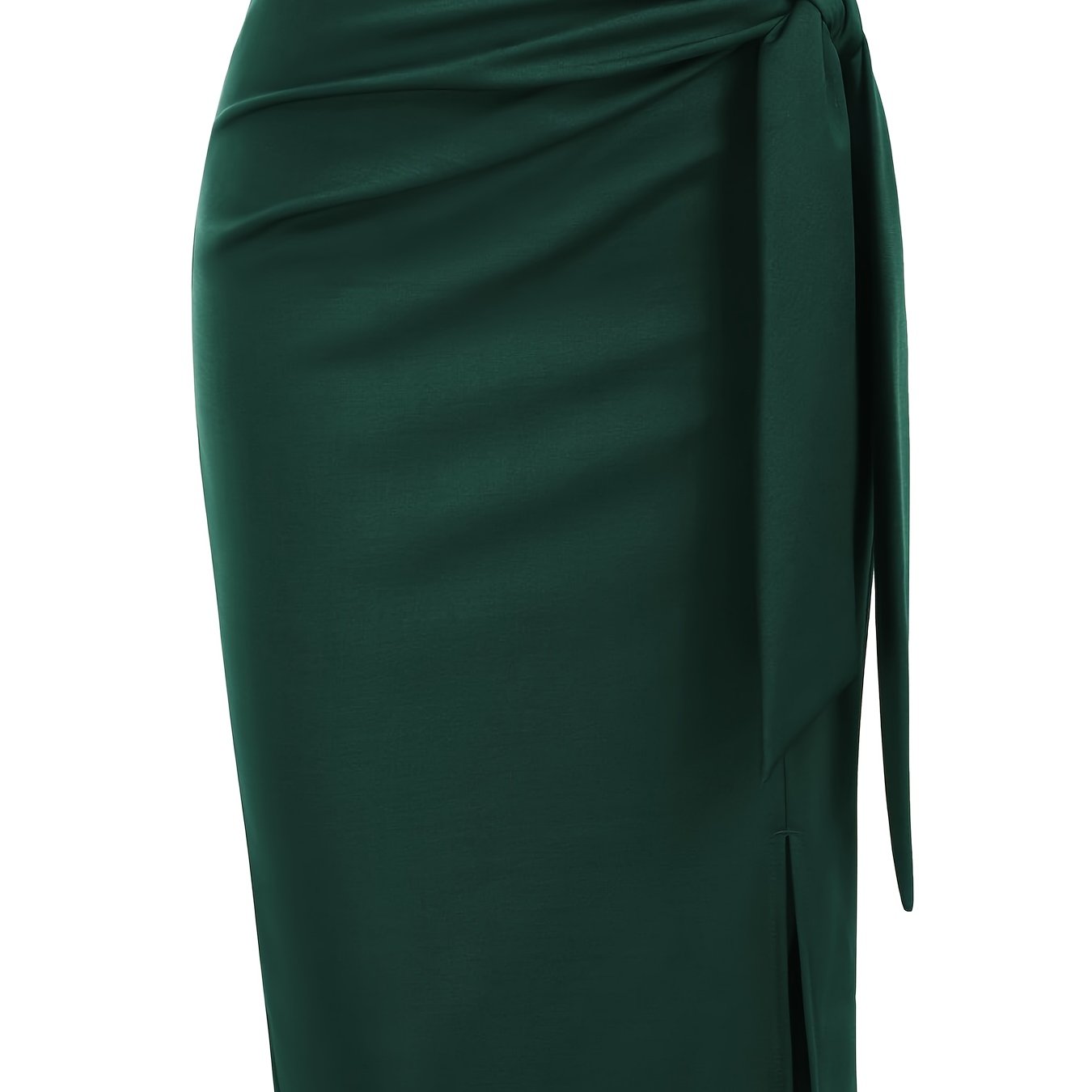 Jupe crayon élégante femme nouée à la taille, fente latérale, style bureau ou soirée
