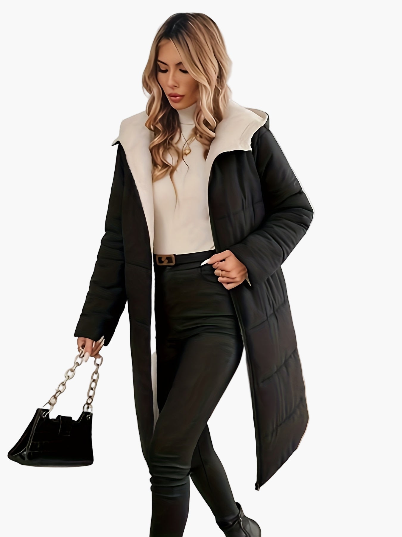 Manteau long d'hiver élégant pour femme – coupe moderne, style urbain, usage quotidien