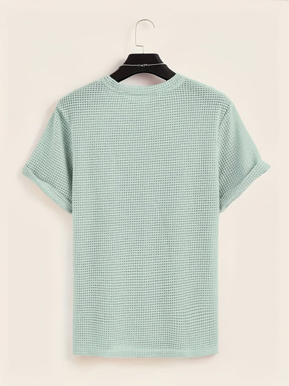 T-shirt décontracté à manches courtes pour homme style moderne avec texture ajourée