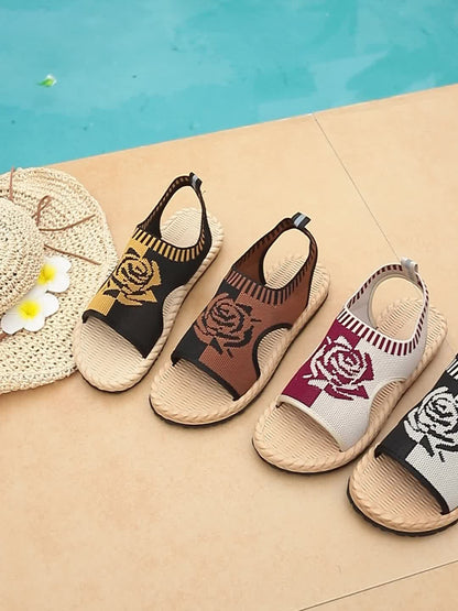 Dames casual sandalen met bloemenpatroon voor de zomer, bohemien chique stijl, dagelijks comfort
