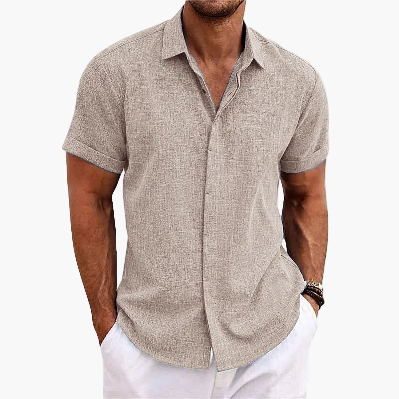 Camicia Uomo Elegante Colletto a Risvolto Maniche Corte Stile Informale Estate