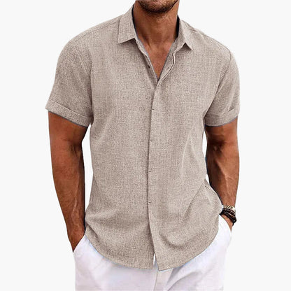 Camicia Uomo Elegante Colletto a Risvolto Maniche Corte Stile Informale Estate