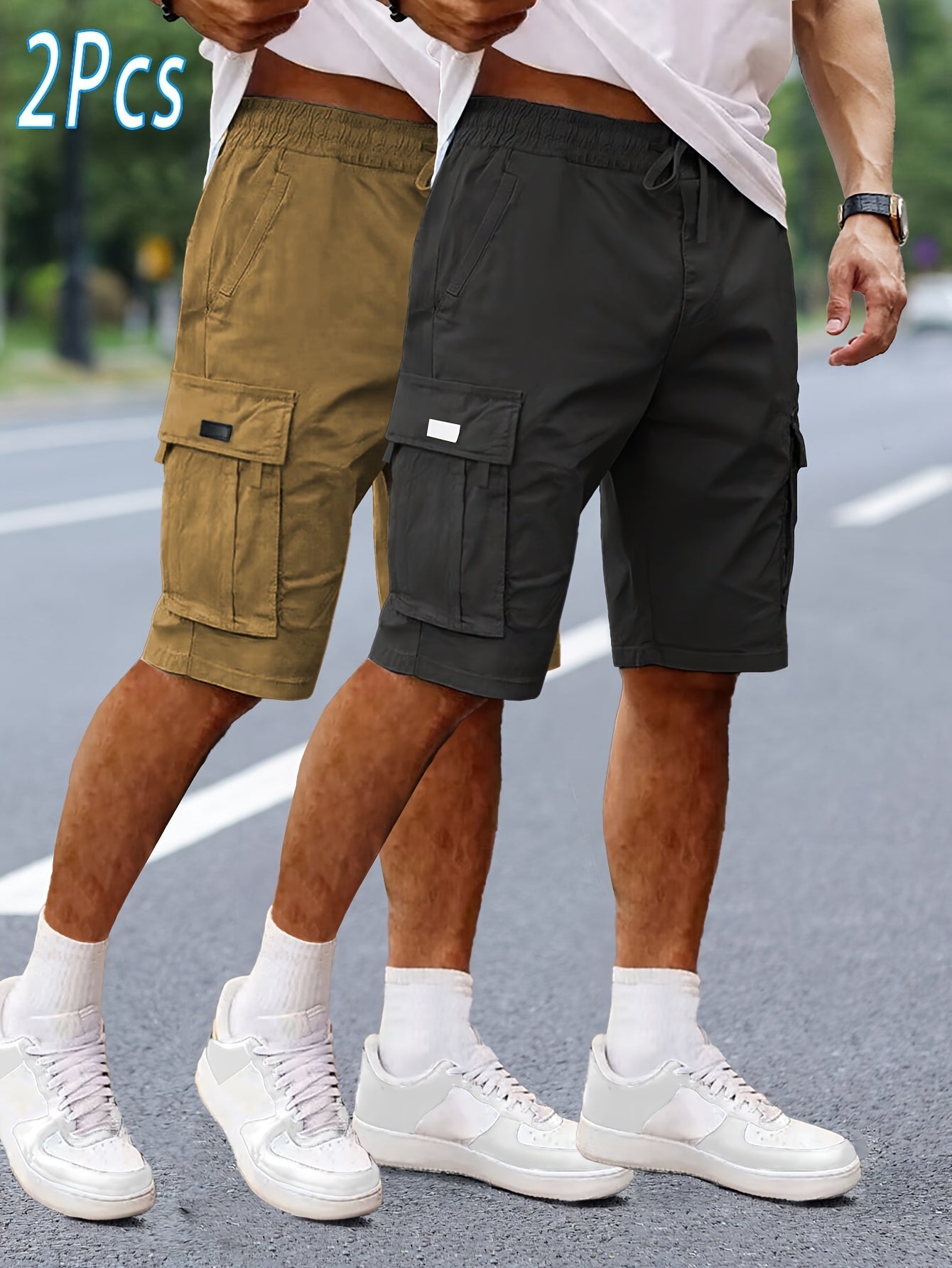 Shorts cargo décontractés pour homme 2 pièces, style urbain et polyvalent, idéals pour loisirs et activités extérieures