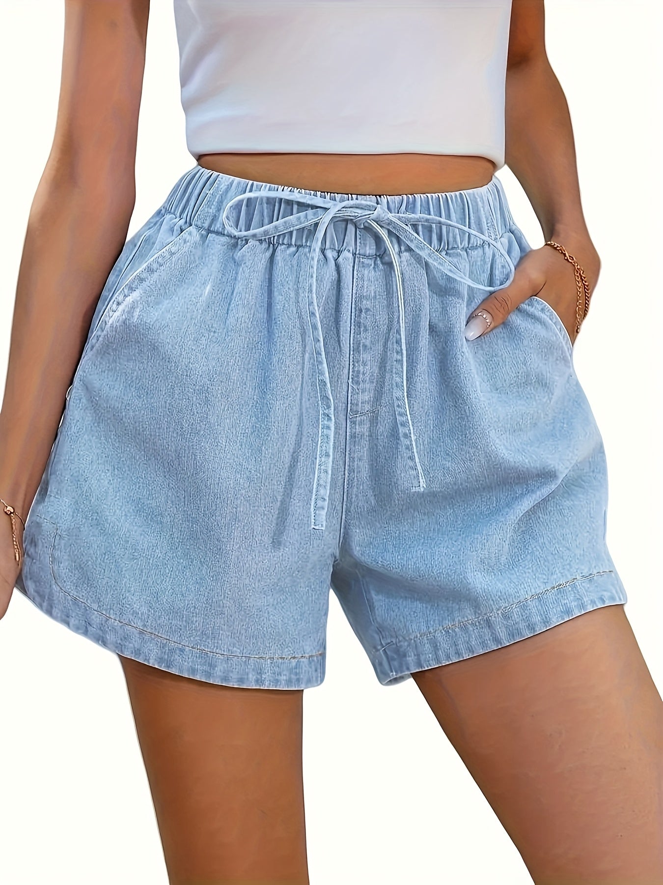 Short décontracté taille élastique femme style urbain pour l'été