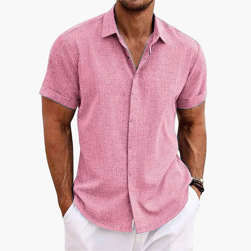 Camicia Uomo Elegante Colletto a Risvolto Maniche Corte Stile Informale Estate