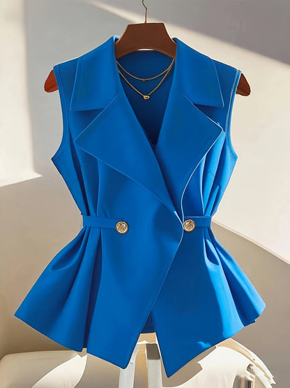 Gilet sans manches femme style tailleur chic pour bureau ou événement