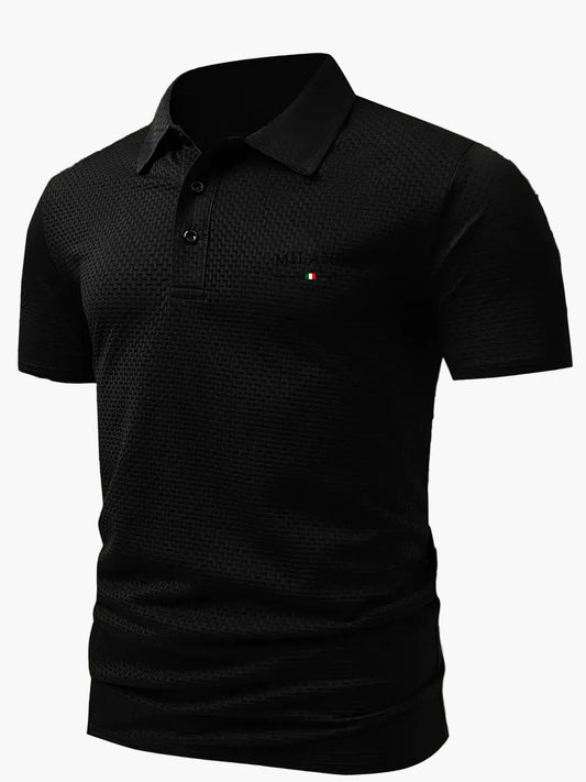 Elegante herenpolo in Italiaanse stijl met geometrisch patroon voor een casual chique look