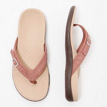 Sophia – Tongs Métal à Semelle Plate en Cuir Vegan
