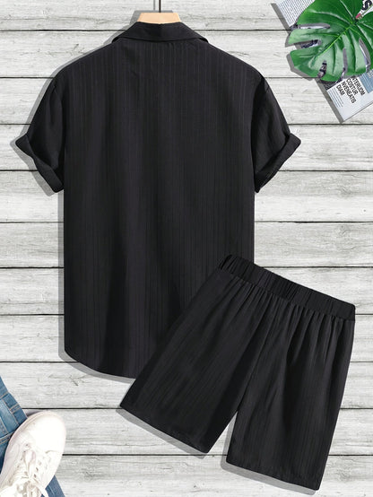 Ensemble décontracté estival pour homme, chemise à manches courtes et short, style urbain, idéal pour l'été