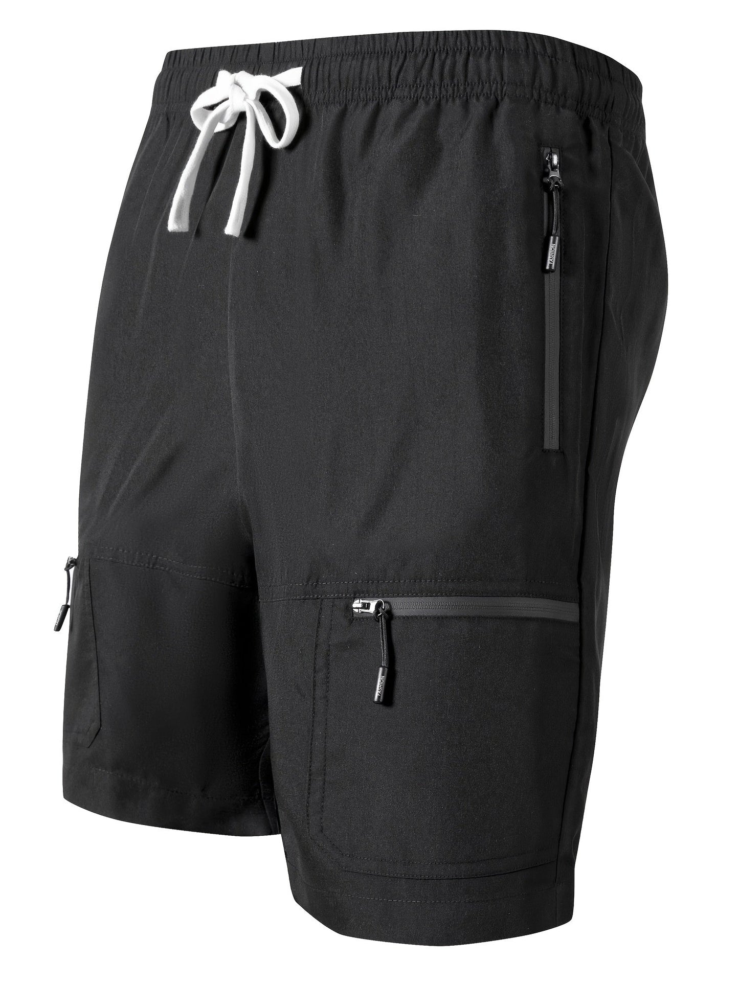 Short deportivo para hombre con múltiples bolsillos y cierre de cremallera, estilo casual para actividades deportivas y al aire libre
