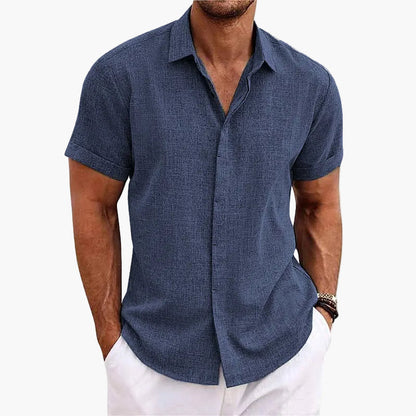 Camicia Uomo Elegante Colletto a Risvolto Maniche Corte Stile Informale Estate