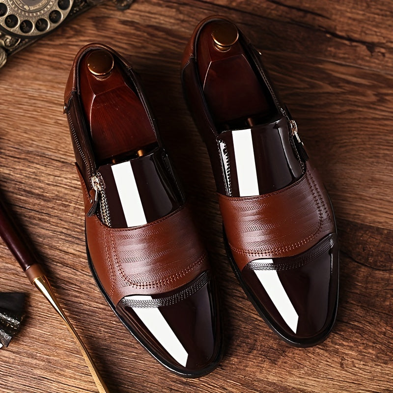 Scarpe eleganti da uomo stile inglese con punta appuntita e chiusura lampo