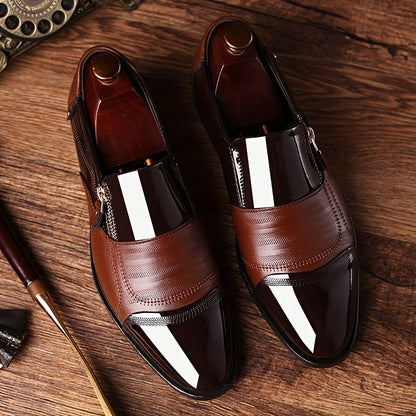 Scarpe eleganti da uomo stile inglese con punta appuntita e chiusura lampo