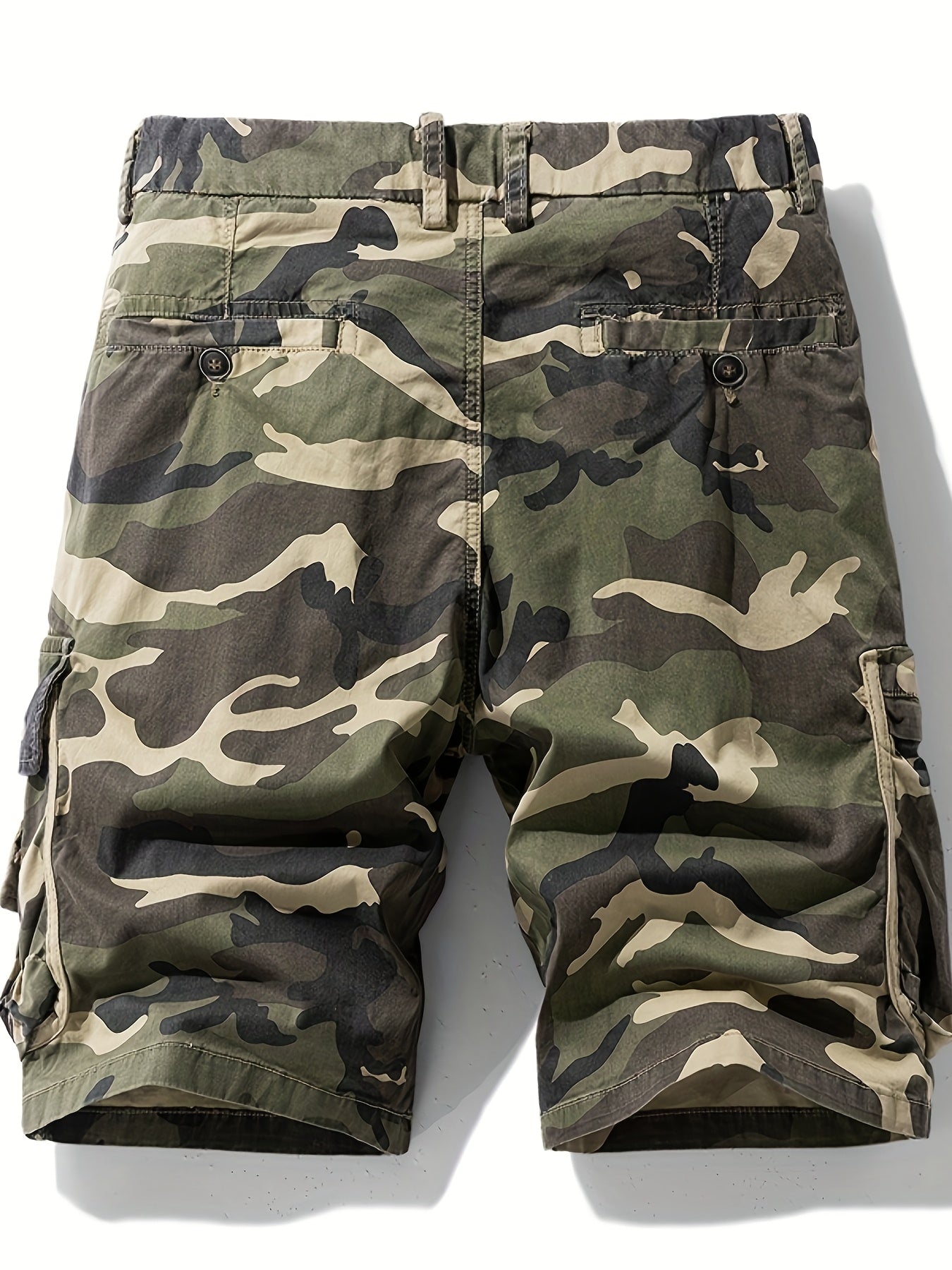 Kort cargo camouflage-stil militærbukser til mænd – Ideel til udendørs, fritid og ferie