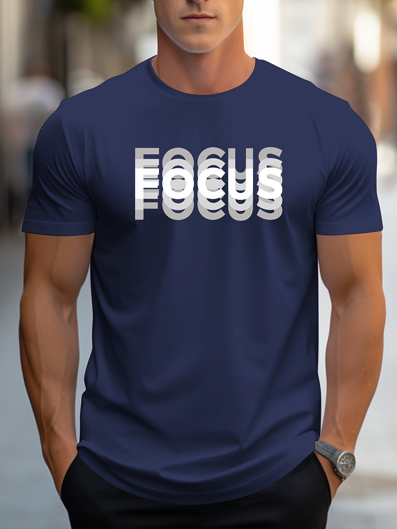 T-shirt Homme Style Moderne avec Motif "FOCUS" – Look Urbain et Inspirant