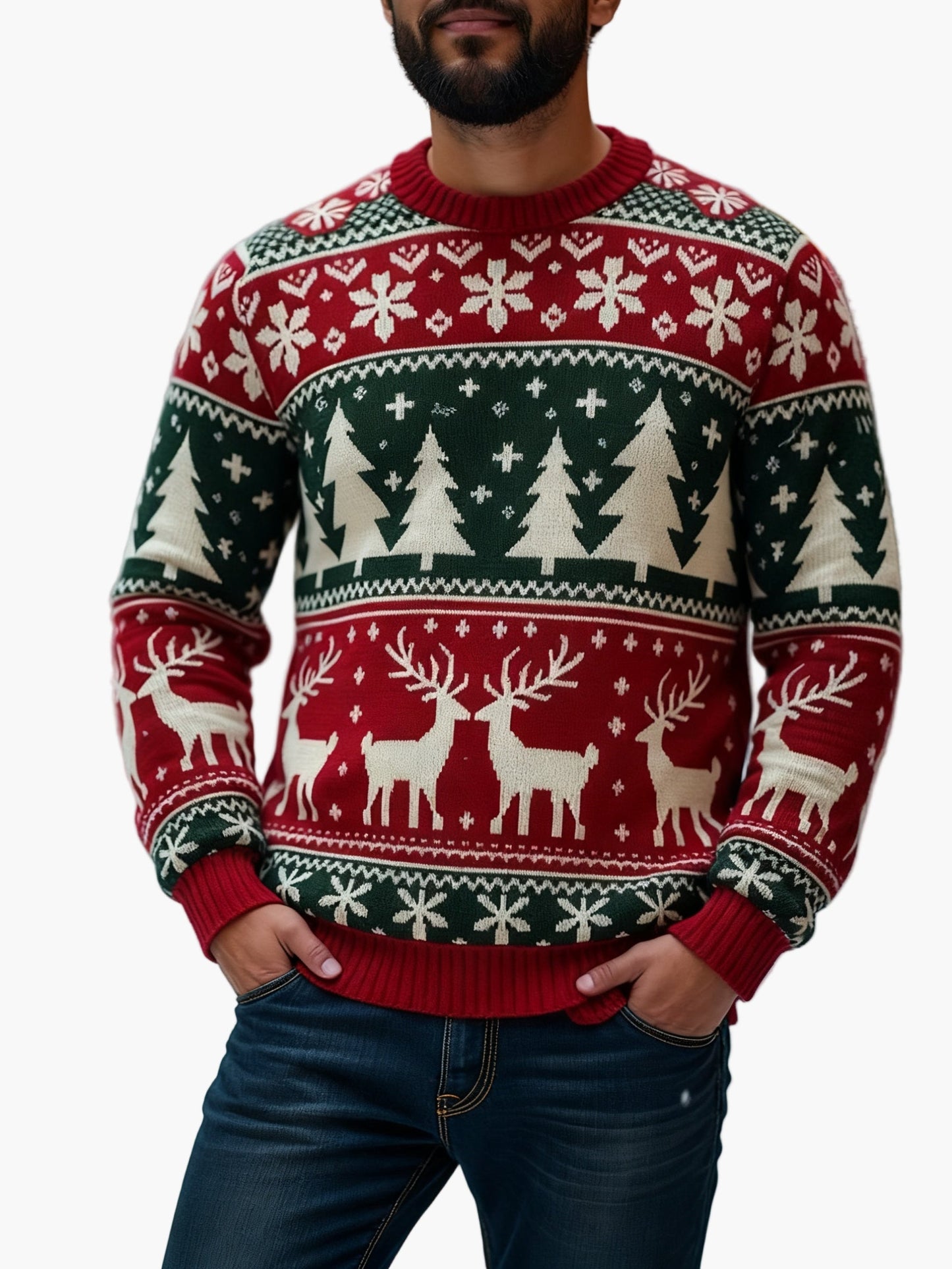 Pull de Noël homme à motifs festifs pour fêtes et hiver