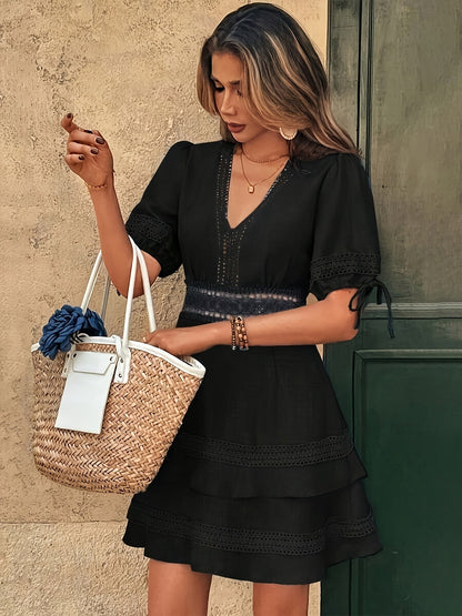 Elegant boheme-stil kjole til kvinder med flæser til forår og sommer