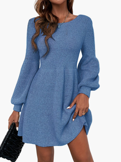 Robe Pull Décontractée Femme Style Élégant Manches Longues pour Automne et Printemps