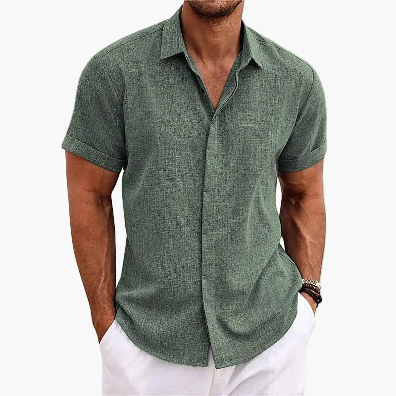 Camicia Uomo Elegante Colletto a Risvolto Maniche Corte Stile Informale Estate