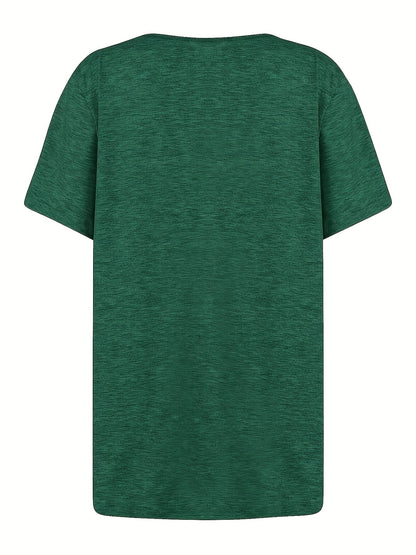 T-shirt donna con scollo asimmetrico e bottoni, stile casual chic per tempo libero o uscite
