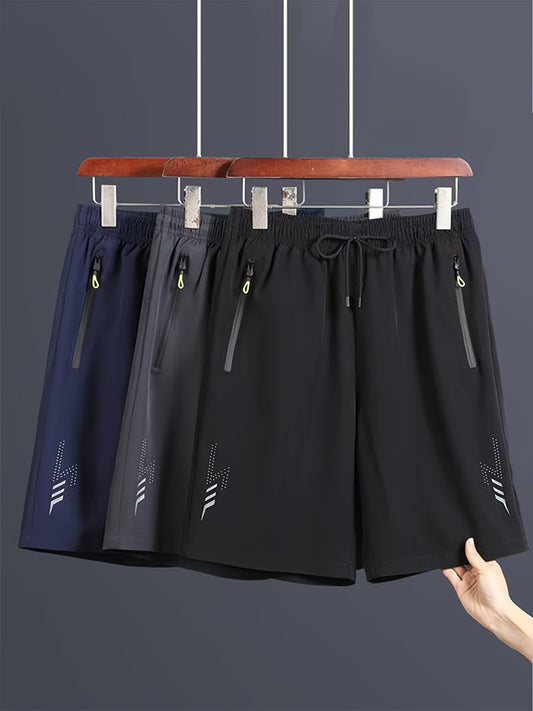 Pantaloncini sportivi casual da uomo con tasche con cerniera e motivo geometrico