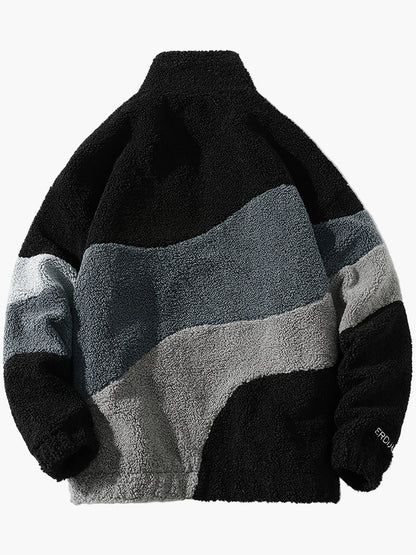 Veste polaire homme style universitaire à col montant et fermeture zippée pour look décontracté