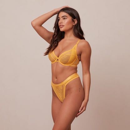 Tracy – Soutien-gorge balconnet en dentelle moutarde