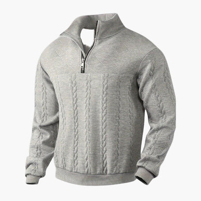 Pull demi-zippé homme style torsadé élégant pour automne et hiver