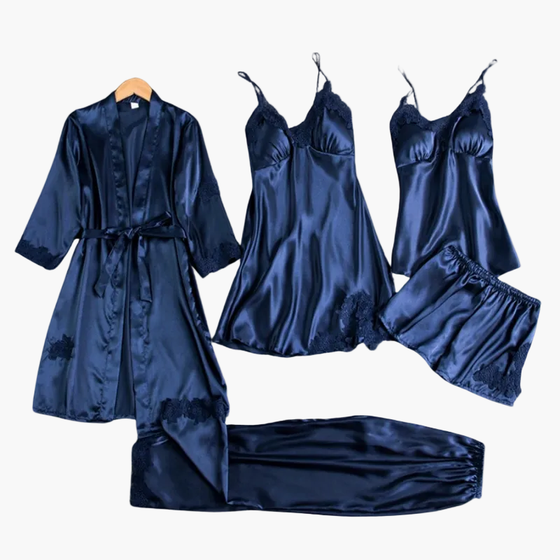 Completo da Notte 5 Pezzi Donna Elegante Stile Kimono e Biancheria per Casa e Relax