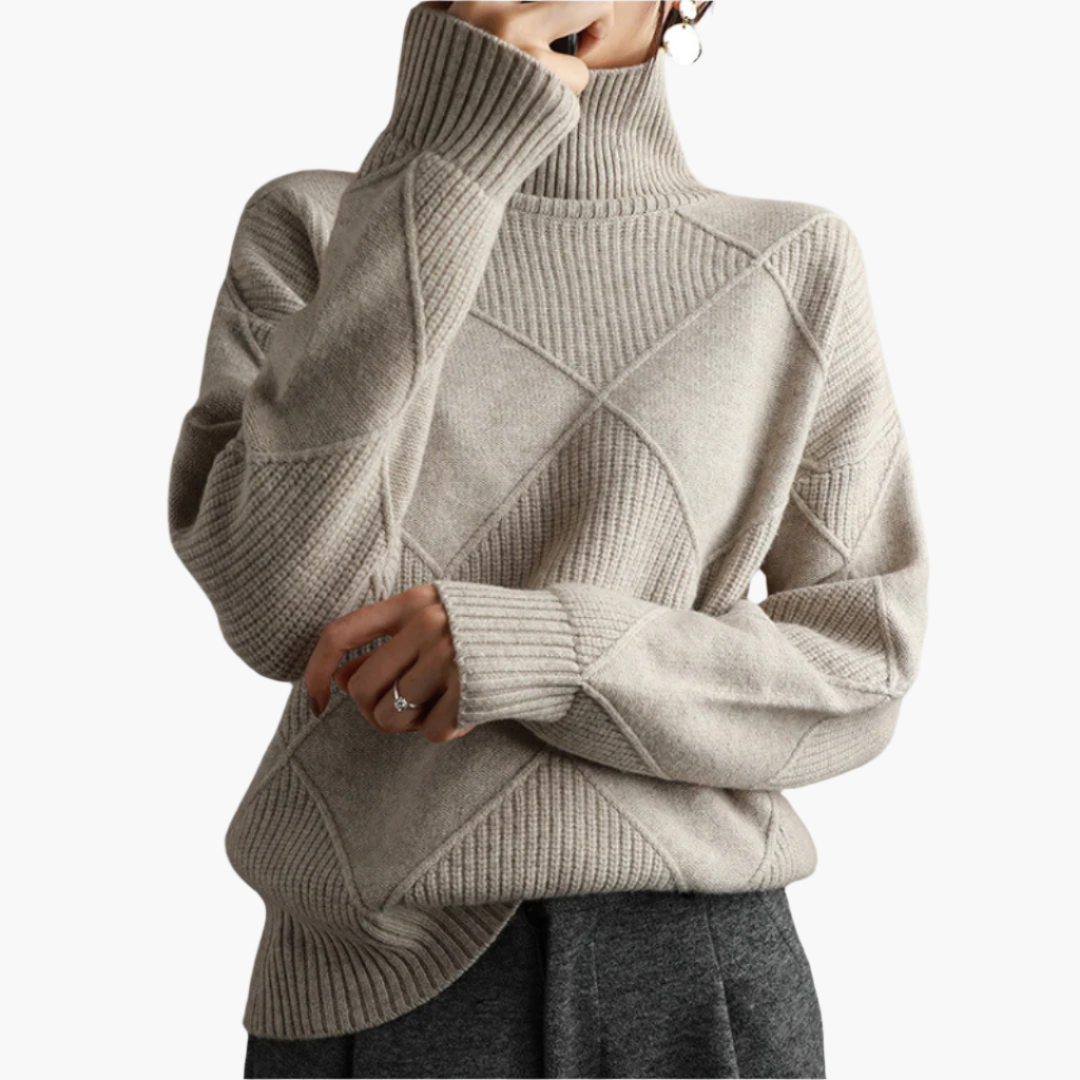 Pull-over Femme Style Décontracté Motif Losanges – Tricot Doux et Confortable pour Loisirs et Quotidien