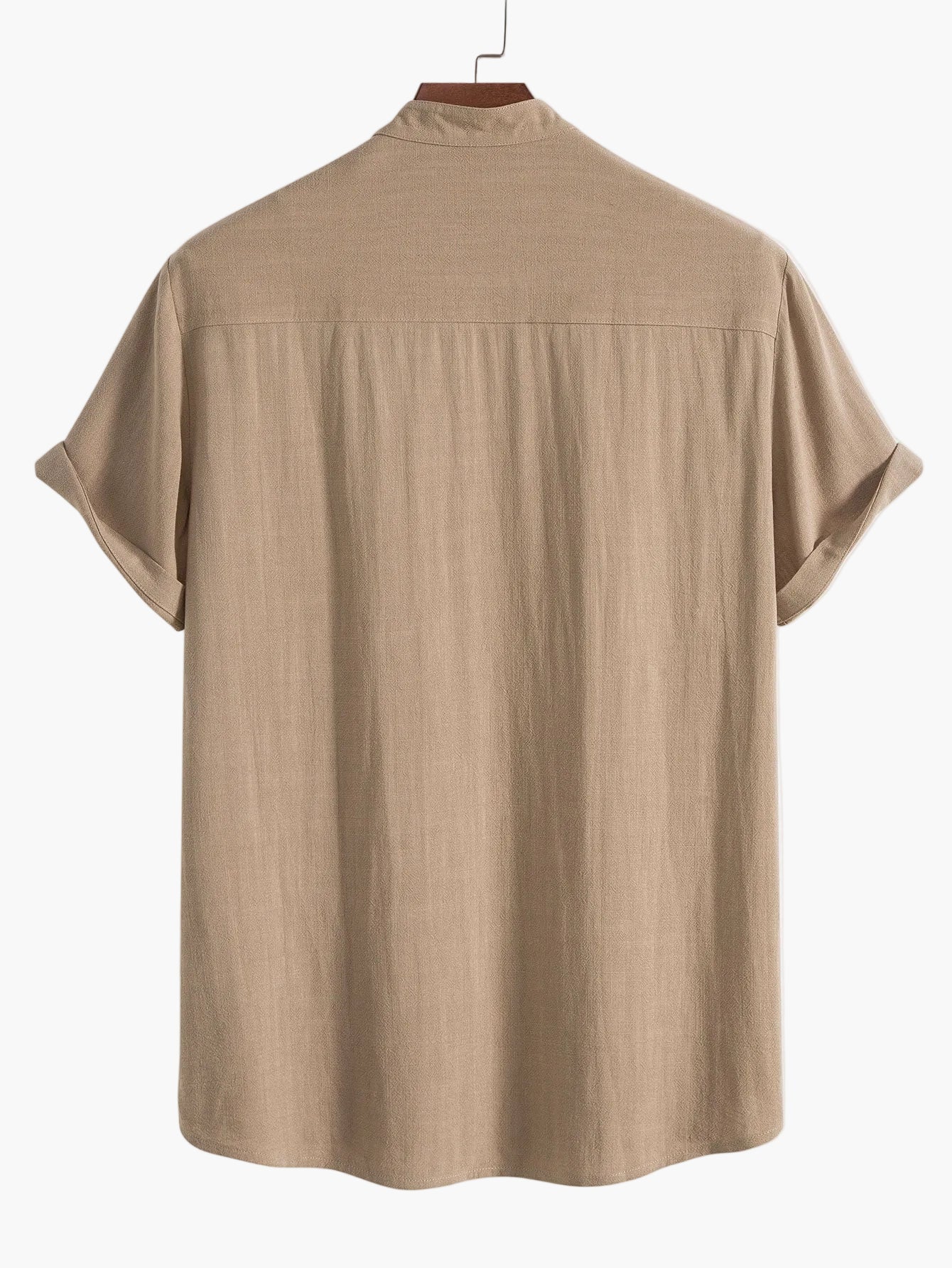 Camisa informal con cuello mao y mangas cortas para hombre – Estilo relajado y elegante, ideal para el verano y la vida diaria