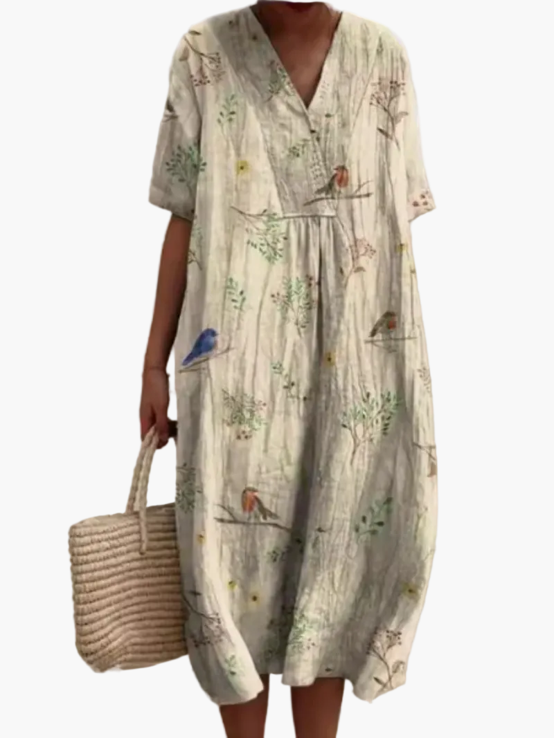 Casual summer dress for women, loose fit, bohemian floral style