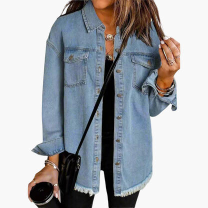 Veste en jean décontractée style urbain pour femme – Look tendance et polyvalent