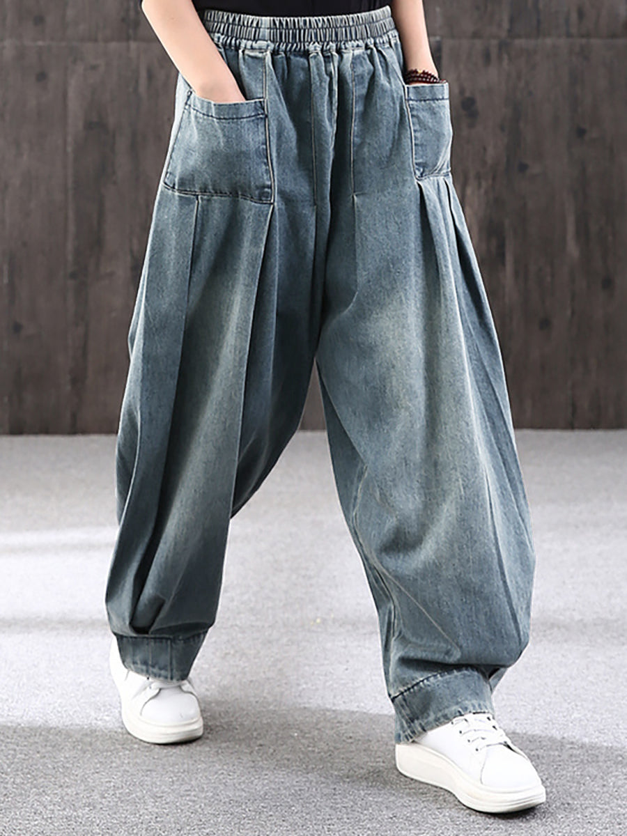 Loszittende broek voor dames in straatstijl met zakken, elastische taille, ideaal voor een modieuze stedelijke uitstraling