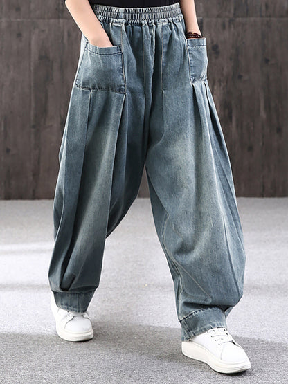 Loszittende broek voor dames in straatstijl met zakken, elastische taille, ideaal voor een modieuze stedelijke uitstraling