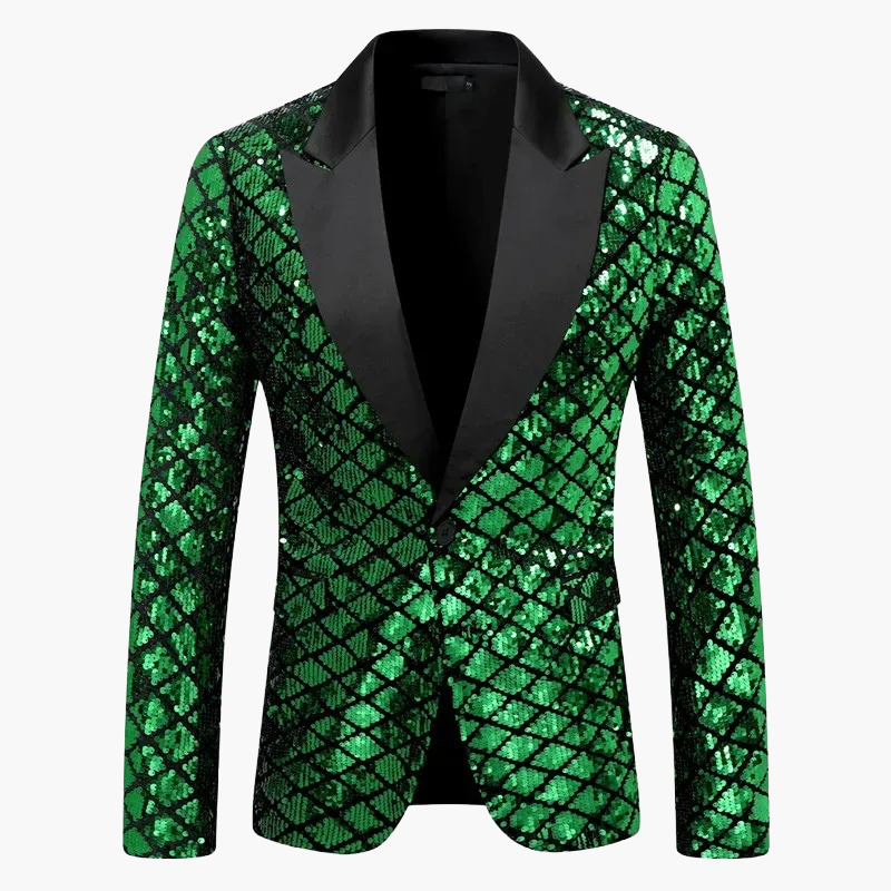 Veste de soirée homme style smoking, motif géométrique brillant, idéale pour fêtes et événements élégants