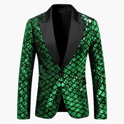 Veste de soirée homme style smoking, motif géométrique brillant, idéale pour fêtes et événements élégants