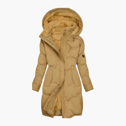 Cappotto Invernale Lungo Donna Elegante con Cappuccio e Fodera Calda - Ideale per Tutti i Giorni e per l'Esterno