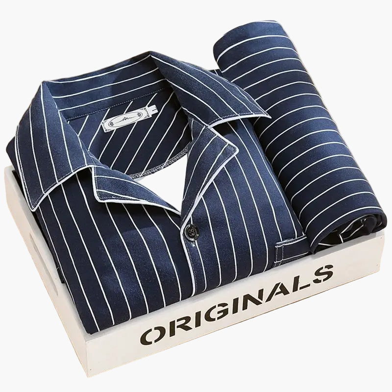 Pyjama Homme Élégant Motif Plumes – Ensemble Confort Nuit et Détente