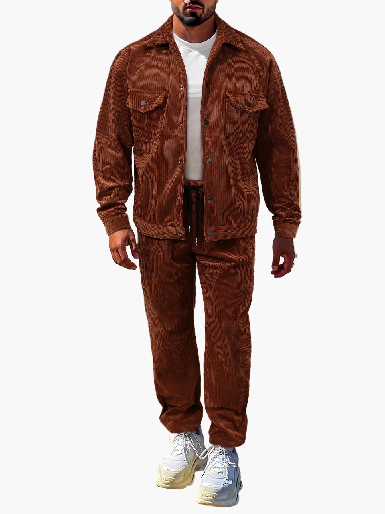 Ensemble décontracté homme style urbain veste et pantalon, idéal automne-hiver