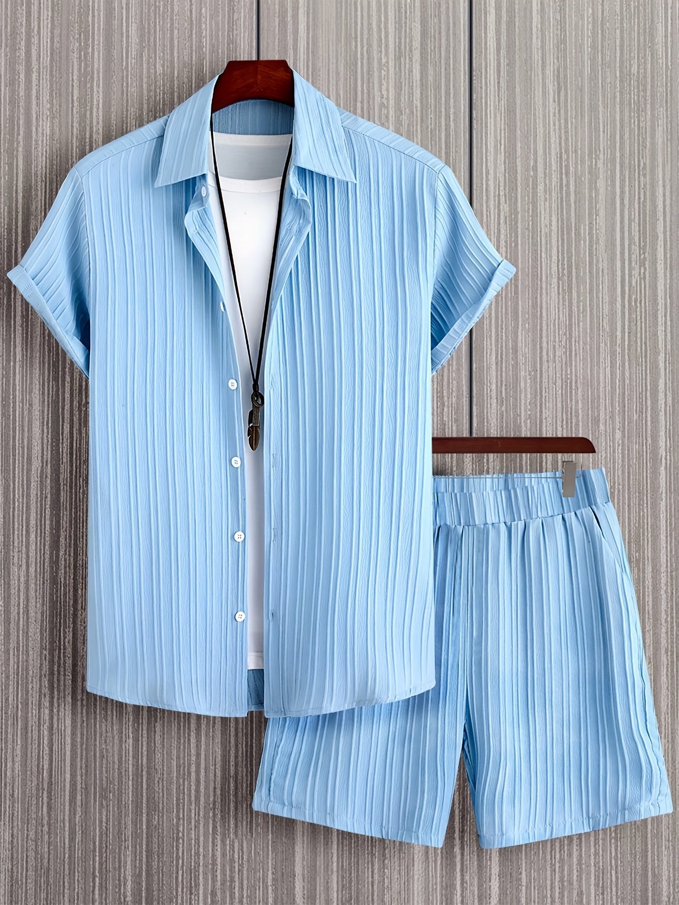 Ensemble décontracté estival pour homme, chemise à manches courtes et short, style urbain, idéal pour l'été
