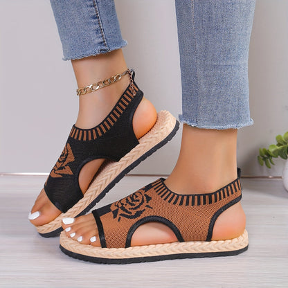 Dames casual sandalen met bloemenpatroon voor de zomer, bohemien chique stijl, dagelijks comfort