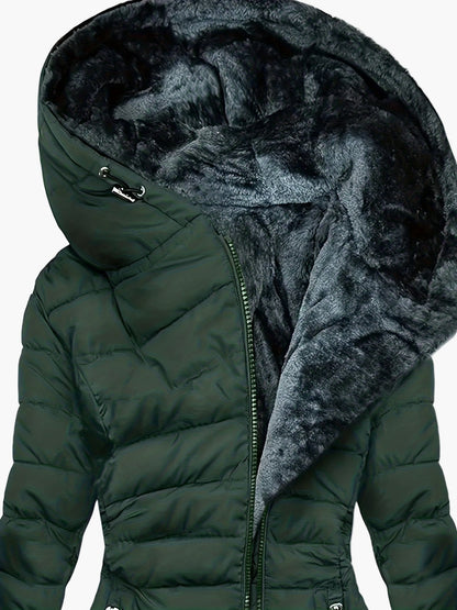 Manteau d'hiver élégant pour femme à capuche large – Style matelassé urbain