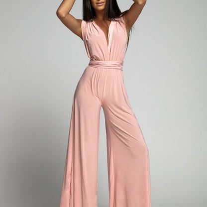 Combinaison Pantalon Large Élégante Femme Sans Manches Style Chic