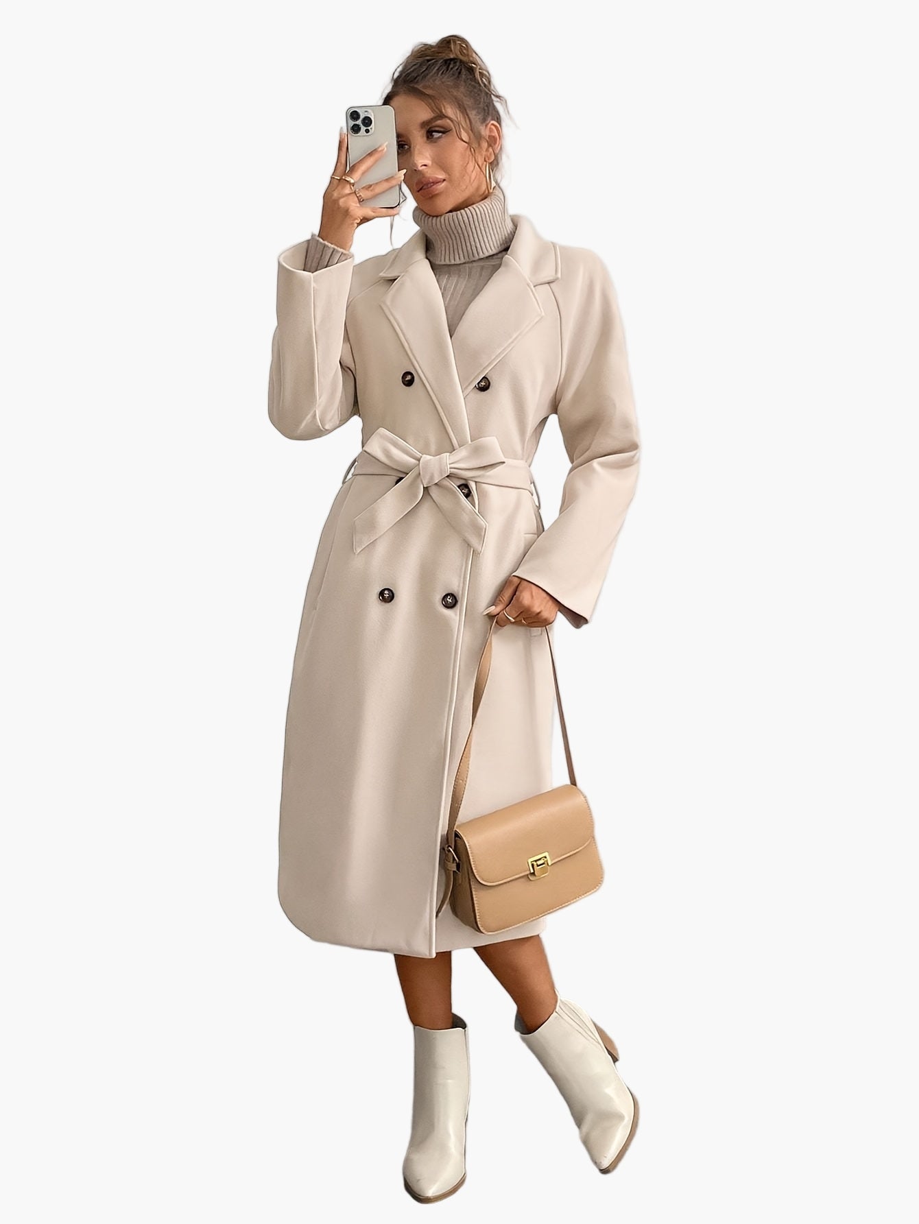 Manteau long élégant pour femme style urbain automne hiver