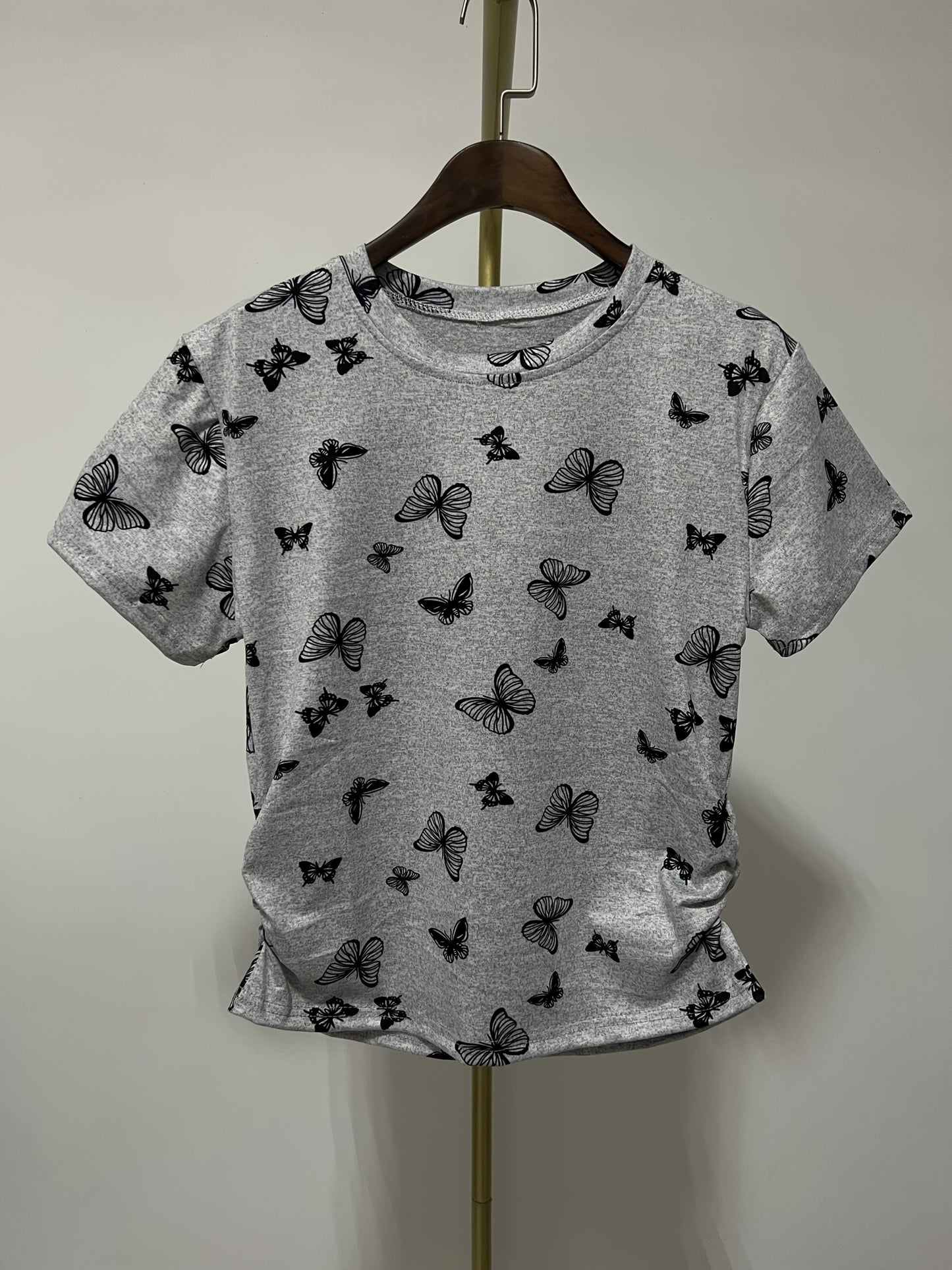 T-shirt Femme Style Vacances Motif Papillons Manches Courtes Ajusté
