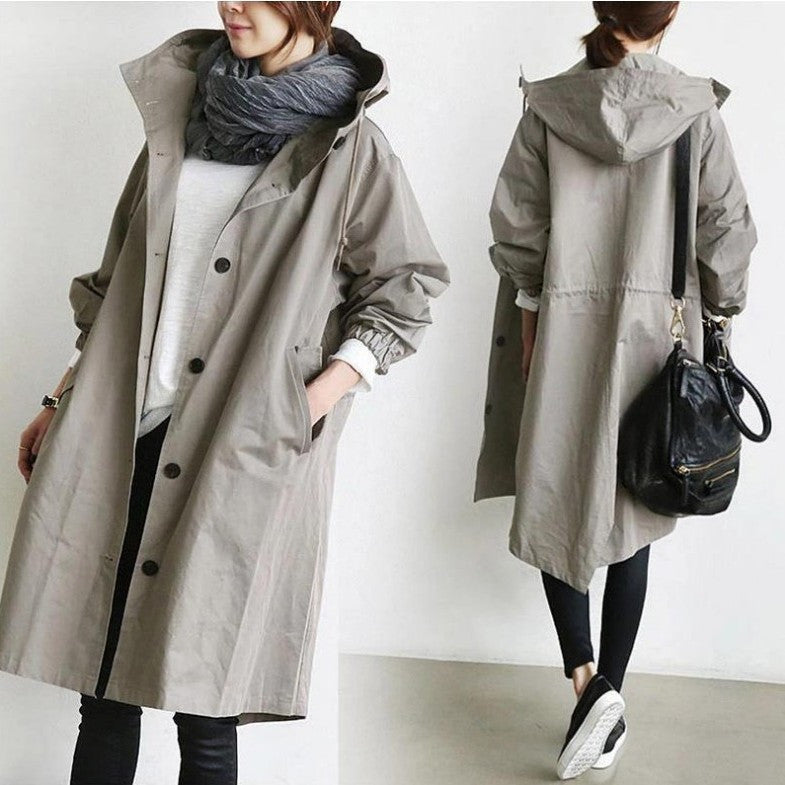 Amanda – Veste coupe-vent décontractée mi-longue à manches longues