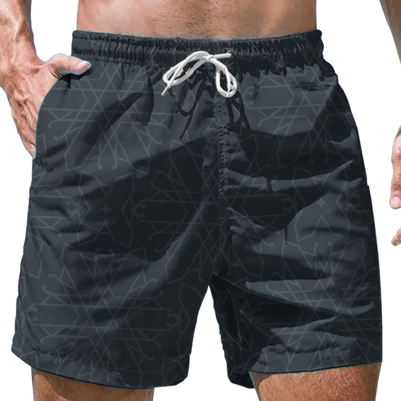 Short de Bain Homme Style Décontracté à Motif Graphique pour Plage et Piscine
